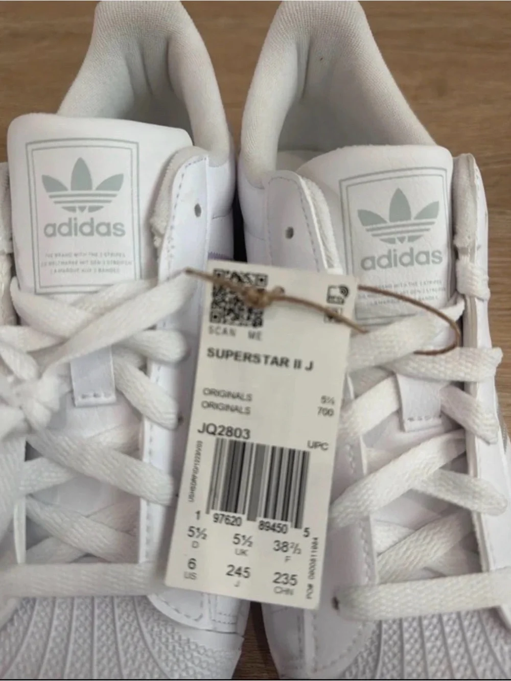 adidas Womens Superstar Sneakers — White with Iridescent Stripes